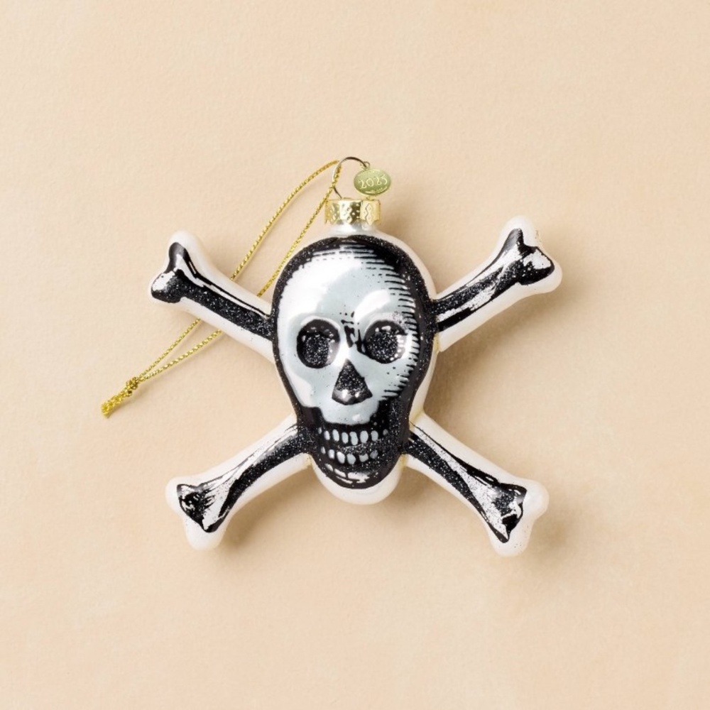 John Derian Skull and Crossbones Christmas Ornament